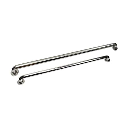 Macfaucets Matching Pair, One 36 in. & One 42 in. Grab Bars In Polished Chrome, MPGB-8 MPGB-8 PC